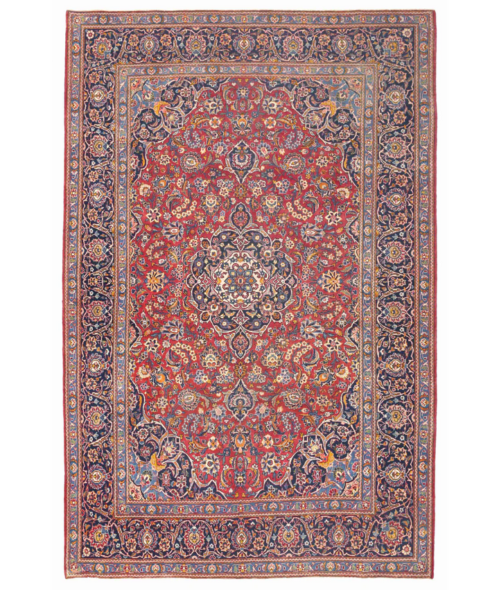 Red Persian Kashan Rug 7' 3" x 10' 9" Hand-Knotted | No. AT92470