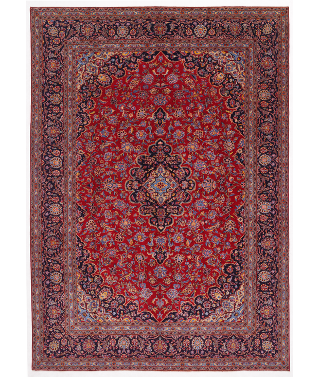 Hand Knotted Kashan Wool Rug 9'  6" x 13'  5" - No. AT55001