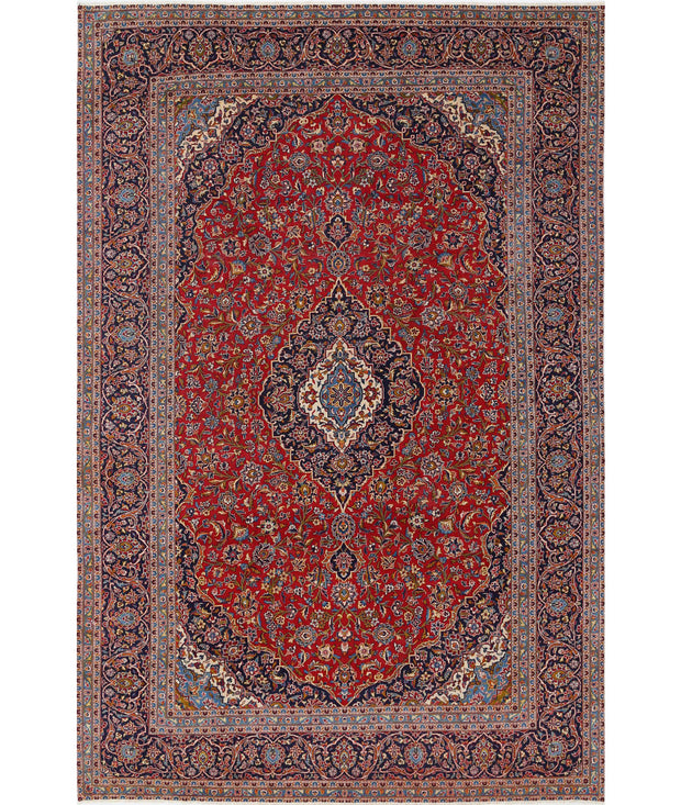 Hand Knotted Oriental Kashan Wool Rug 9' 6" x 14' 6" - No. AT58373