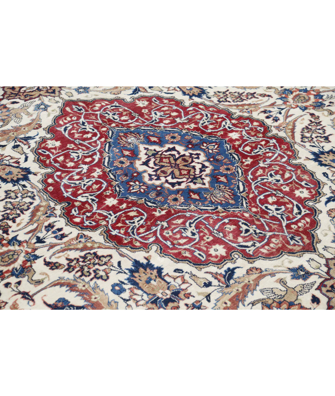 Ivory Persian Vintage Rug 9' 8" x 12' 11" Hand-Knotted | No. AT87506