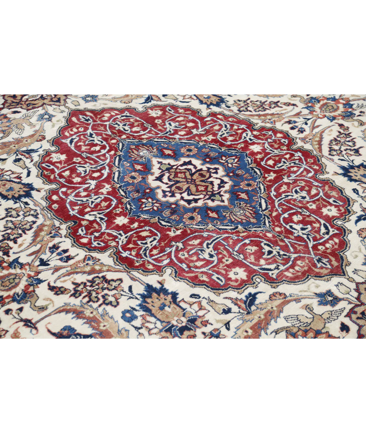 Ivory Persian Vintage Rug 9' 8" x 12' 11" Hand-Knotted | No. AT87506