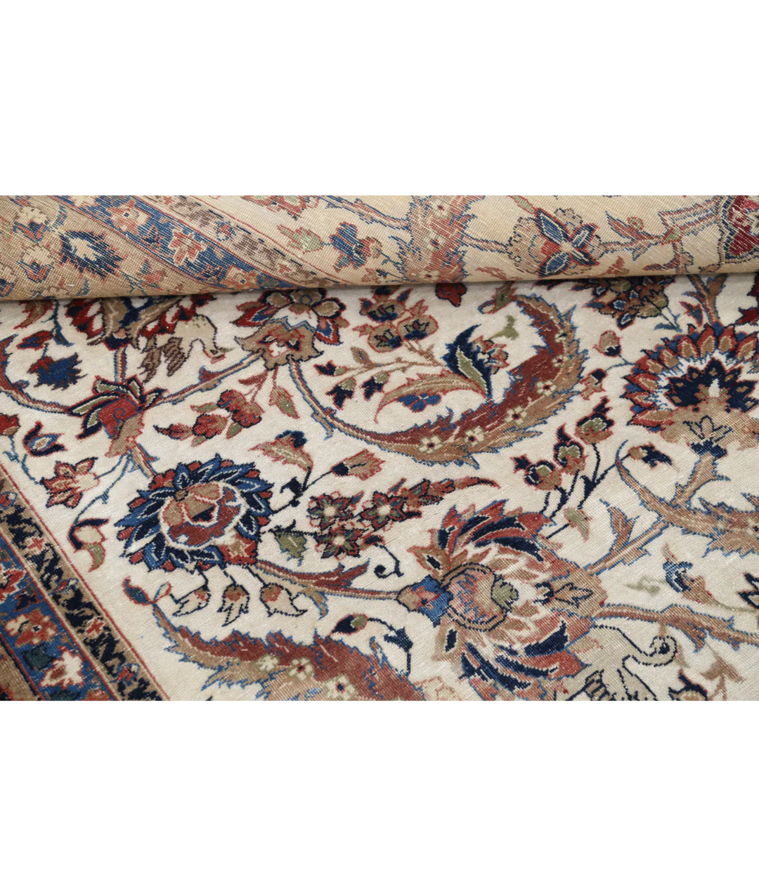 Ivory Persian Vintage Rug 9' 8" x 12' 11" Hand-Knotted | No. AT87506