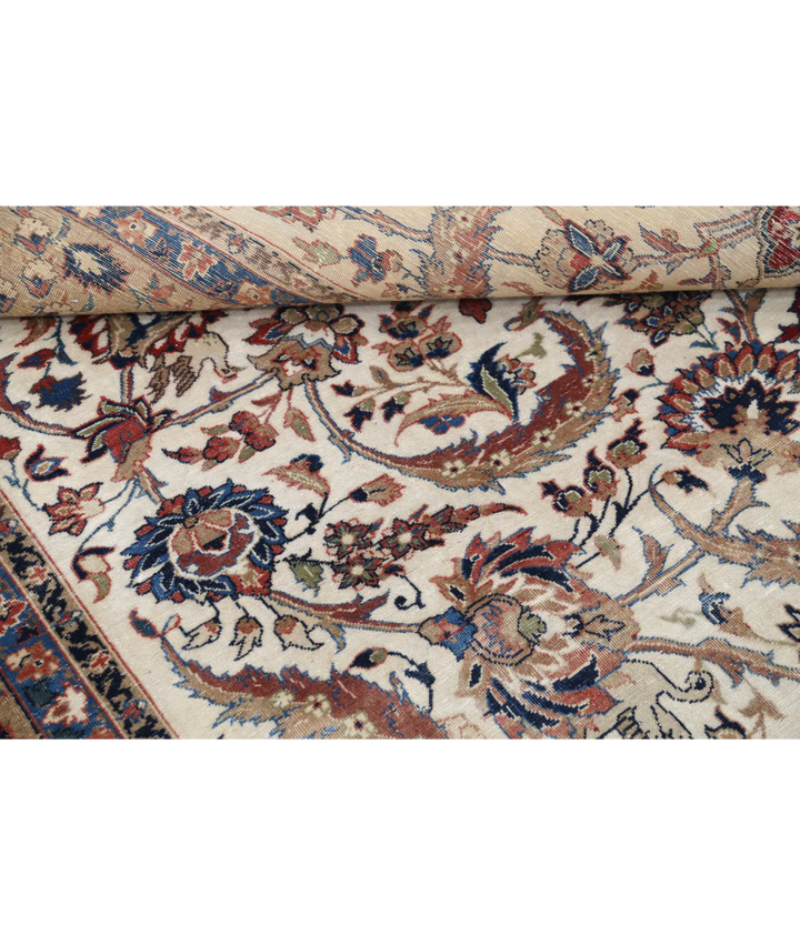 Ivory Persian Vintage Rug 9' 8" x 12' 11" Hand-Knotted | No. AT87506