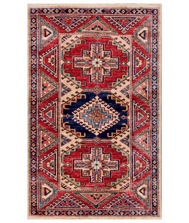 Hand Knotted Kazak Wool Rug 3'  0" x 4'  9" - No. AT87802