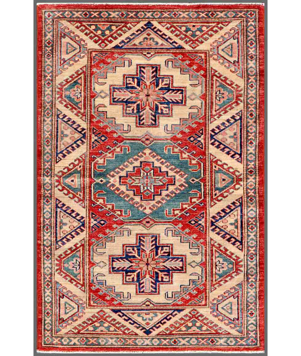 Hand Knotted Kazak Wool Rug 3'  2" x 4'  10" - No. AT48785