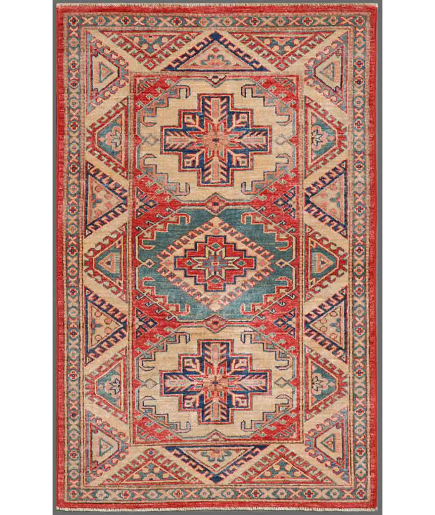 Hand Knotted Kazak Wool Rug 3'  1" x 4'  9" - No. AT77583