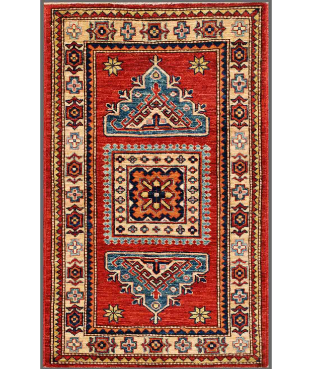 Hand Knotted Kazak Wool Rug 2'  8" x 4'  3" - No. AT20614