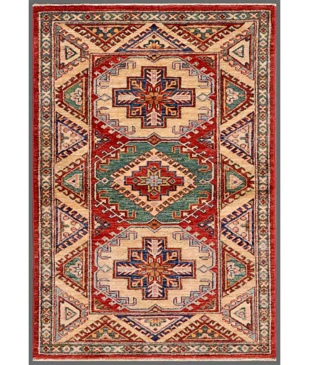 Hand Knotted Kazak Wool Rug 3'  0" x 4'  6" - No. AT56696