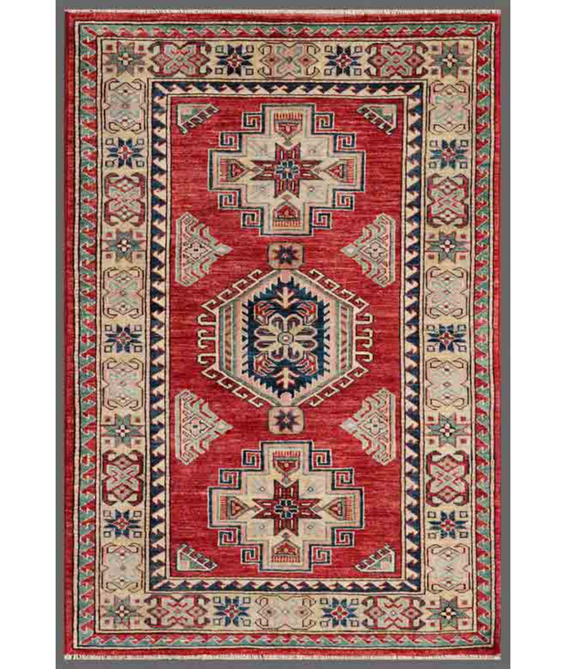 Hand Knotted Kazak Wool Rug 3'  0" x 4'  6" - No. AT80586