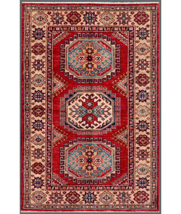 Hand Knotted Kazak Wool Rug 3'  2" x 4'  10" - No. AT98760