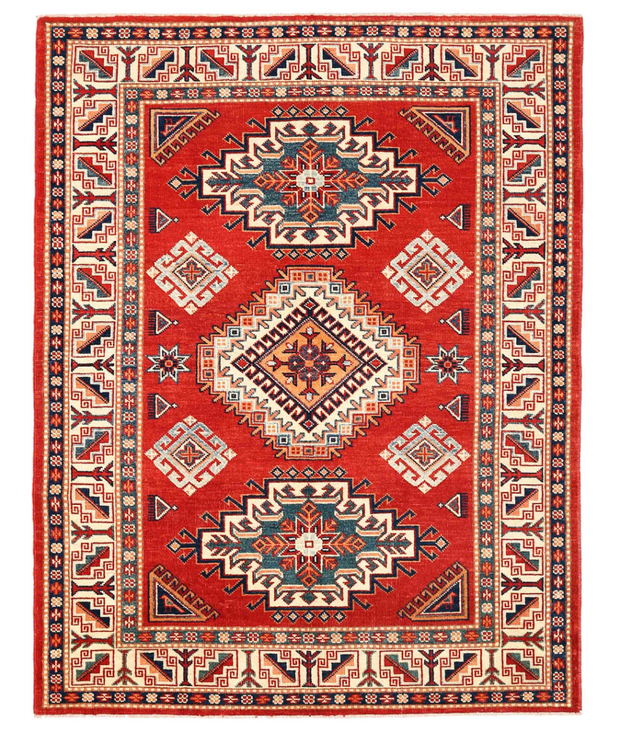 Hand Knotted Kazak Wool Rug 4'  11" x 6'  5" - No. AT14973