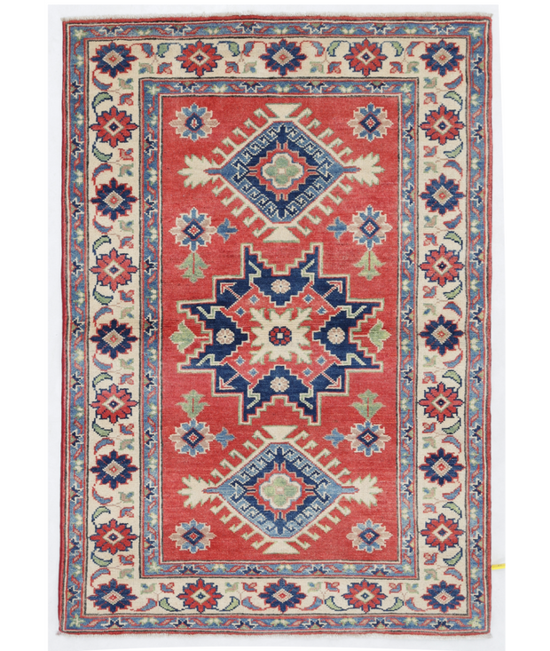 Hand Knotted Kazak Wool Rug 3'  4" x 4'  9" - No. AT62473