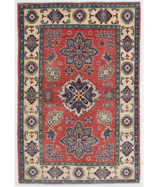 Hand Knotted Kazak Wool Rug 4'  0" x 5'  8" - No. AT45124