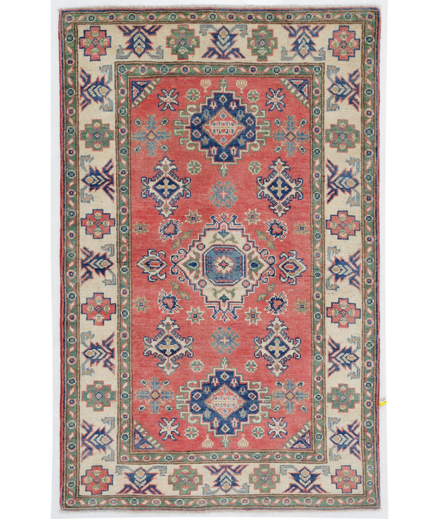 Hand Knotted Kazak Wool Rug 3'  1" x 4'  11" - No. AT15732