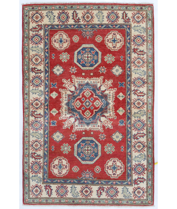 Hand Knotted Kazak Wool Rug 3'  2" x 4'  10" - No. AT91794