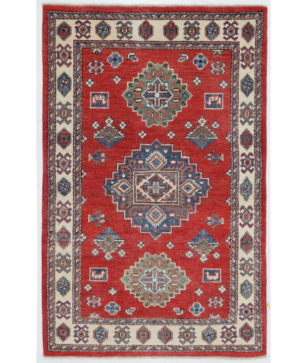 Hand Knotted Kazak Wool Rug 3'  1" x 4'  9" - No. AT17062
