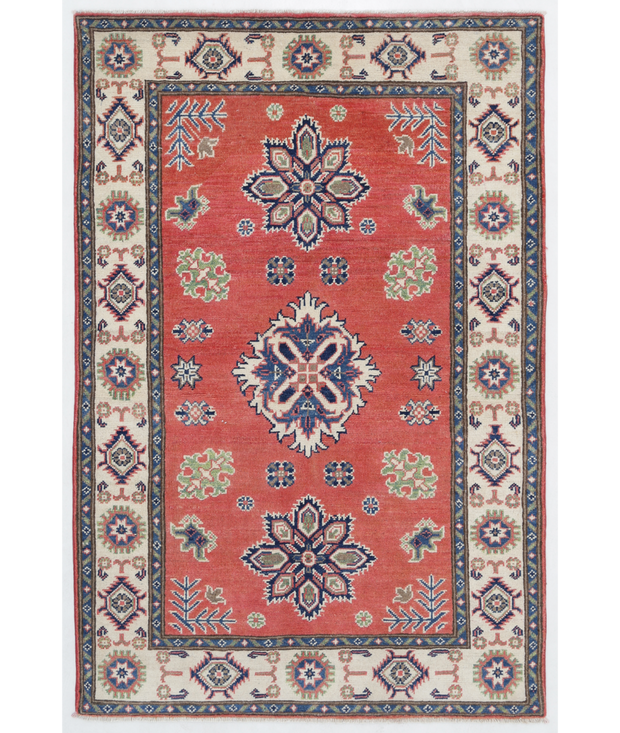 Hand Knotted Kazak Wool Rug 3'  4" x 4'  11" - No. AT42746