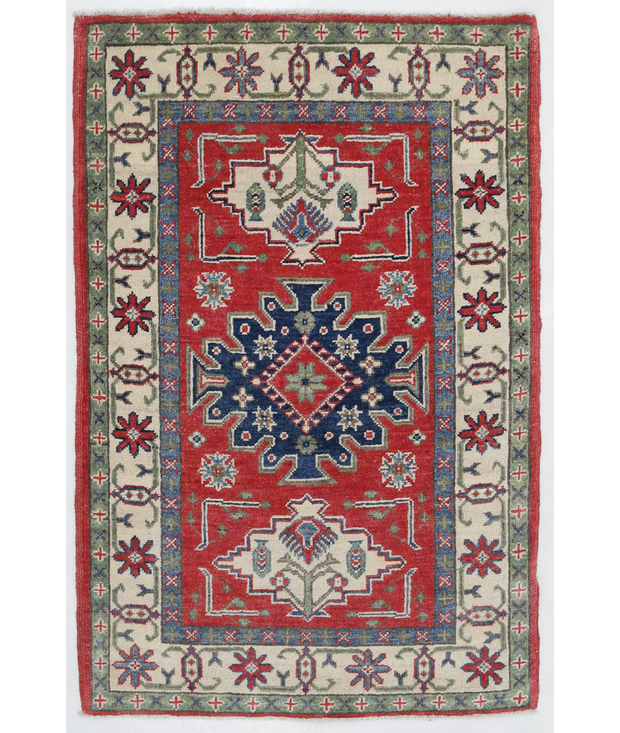 Hand Knotted Kazak Wool Rug 2'  8" x 4'  1" - No. AT15723