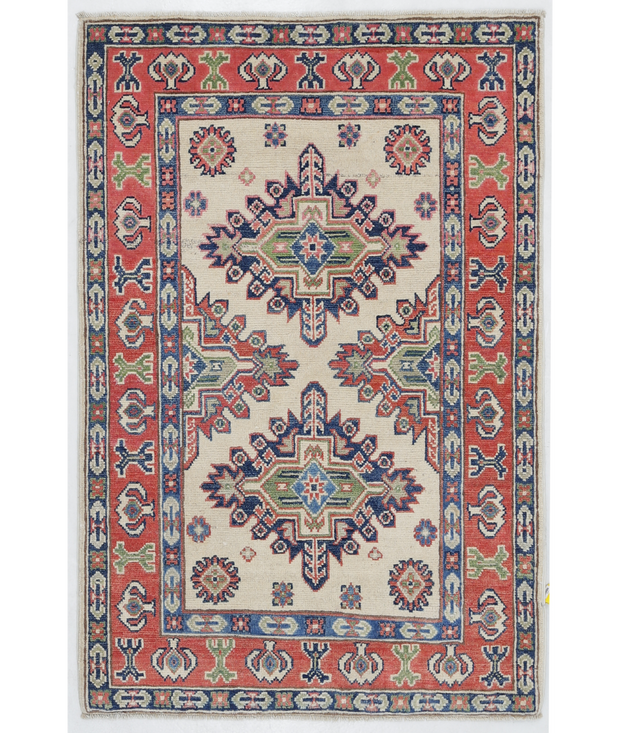 Hand Knotted Kazak Wool Rug 2'  8" x 3'  11" - No. AT61158