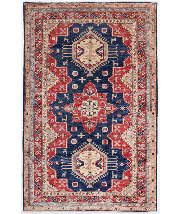 Hand Knotted Kazak Wool Rug 4'  9" x 7'  5" - No. AT55183