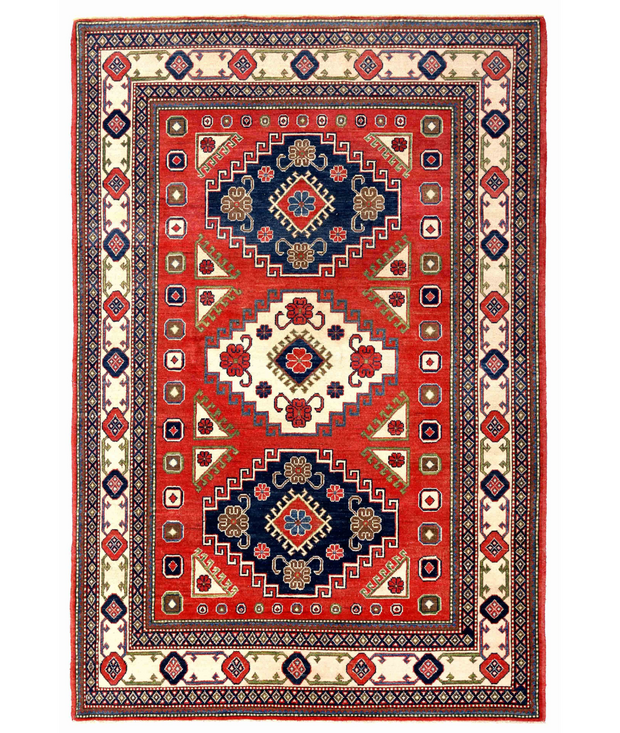Hand Knotted Kazak Wool Rug 6'  2" x 9'  1" - No. AT97654