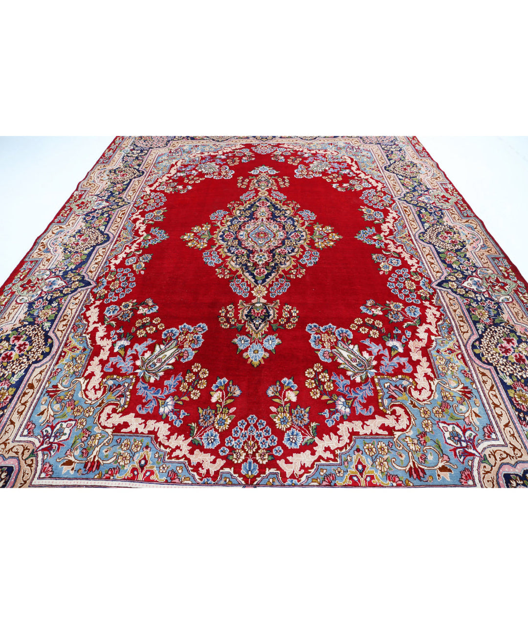 Afghan Kerman Oriental Rug 9' 6" x 13' 2" Hand-Knotted | No. AT51467