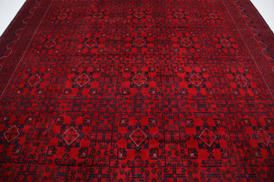 Hand Knotted Afghan Khal Muhammadi Wool Rug 9' 9" x 12' 11" - No. AT41506