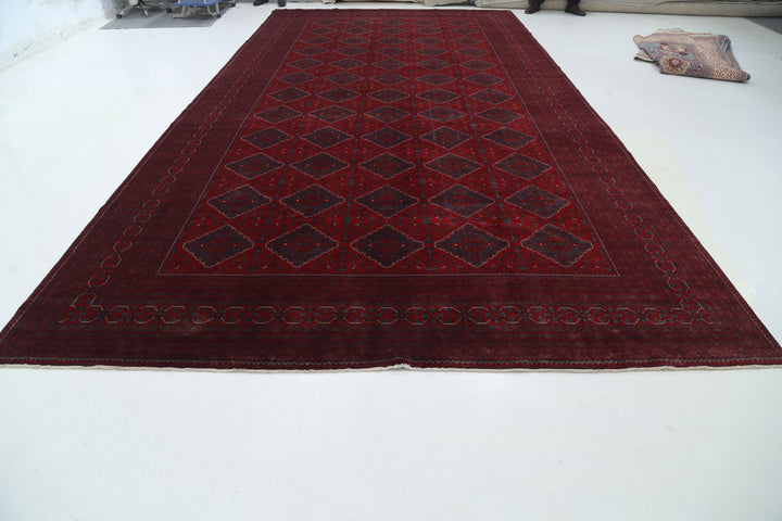Hand Knotted Afghan Khamyab Wool Rug 9' 9" x 18' 10" - No. AT725021
