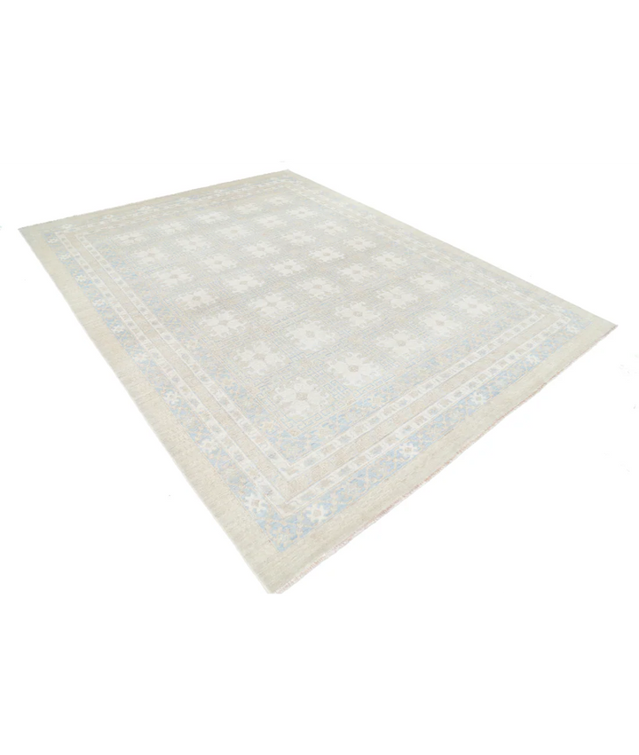 Ivory Afghan Oriental Rug 7' 10" x 10' 3" Hand-Knotted | No. AT84079