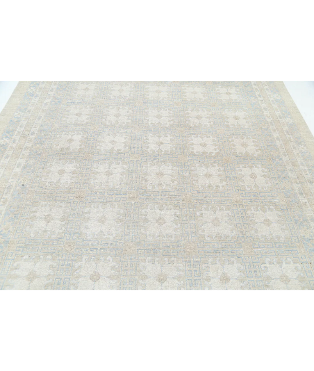 Ivory Afghan Oriental Rug 7' 10" x 10' 3" Hand-Knotted | No. AT84079