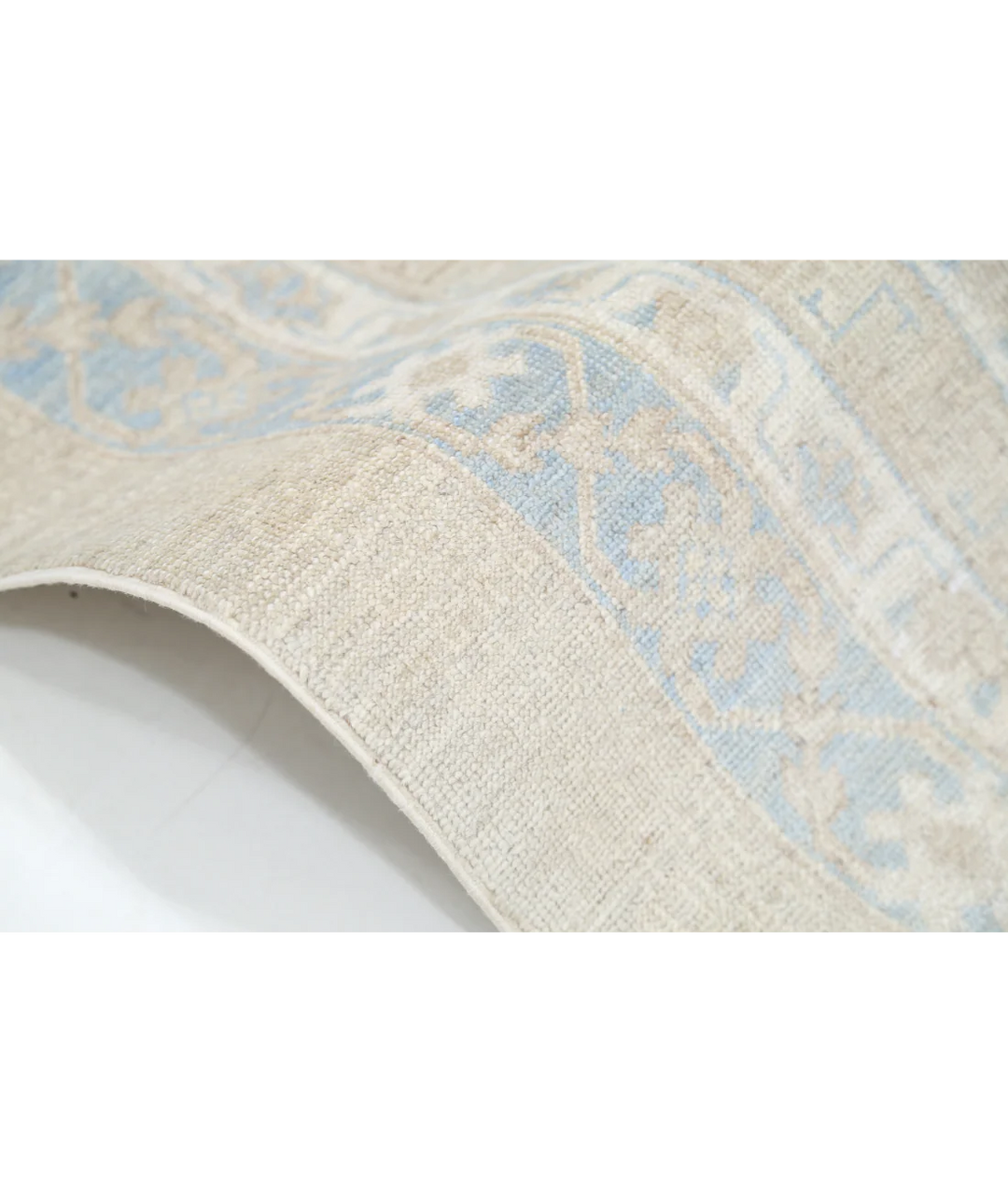 Ivory Afghan Oriental Rug 7' 10" x 10' 3" Hand-Knotted | No. AT84079