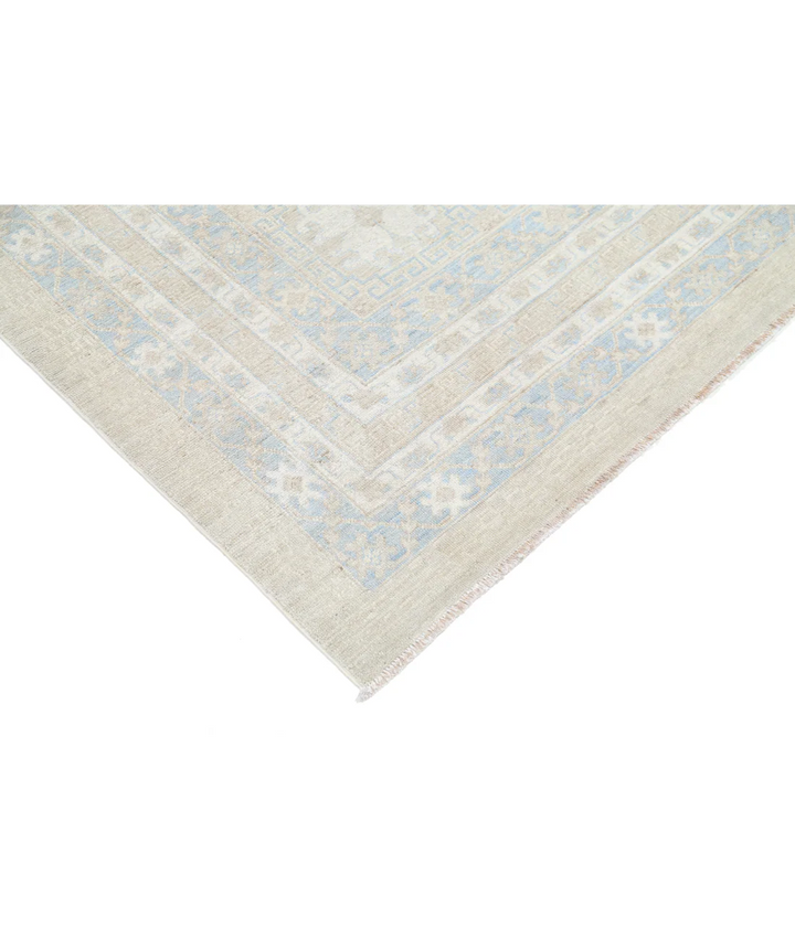 Ivory Afghan Oriental Rug 7' 10" x 10' 3" Hand-Knotted | No. AT84079