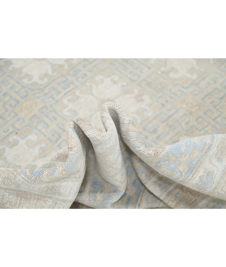 Ivory Afghan Oriental Rug 7' 10" x 10' 3" Hand-Knotted | No. AT84079