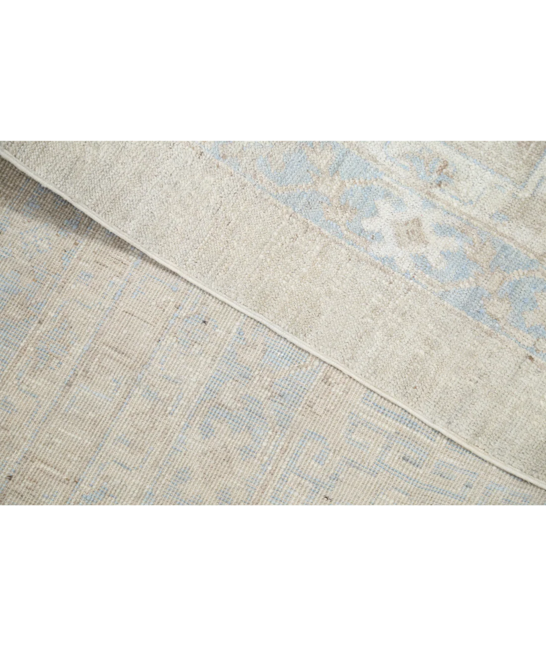 Ivory Afghan Oriental Rug 7' 10" x 10' 3" Hand-Knotted | No. AT84079
