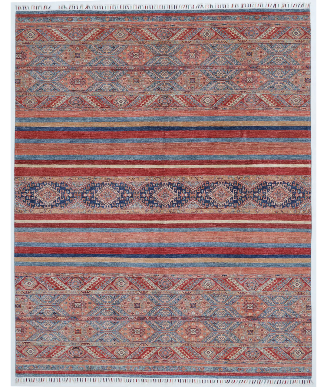 Afghan Khurjeen Rug 9' 0" x 11' 4" Hand-Knotted