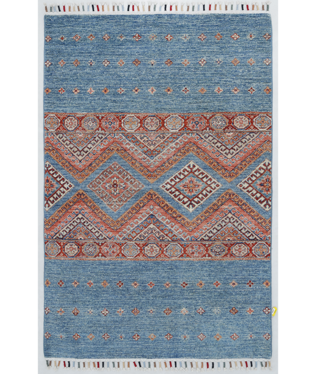 Hand Knotted Khurjeen Wool Rug 3'  2" x 4'  10" - No. AT25028