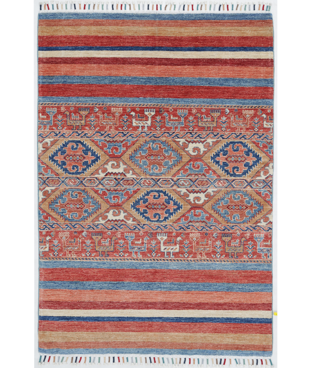 Hand Knotted Khurjeen Wool Rug 4'  0" x 5'  9" - No. AT61465