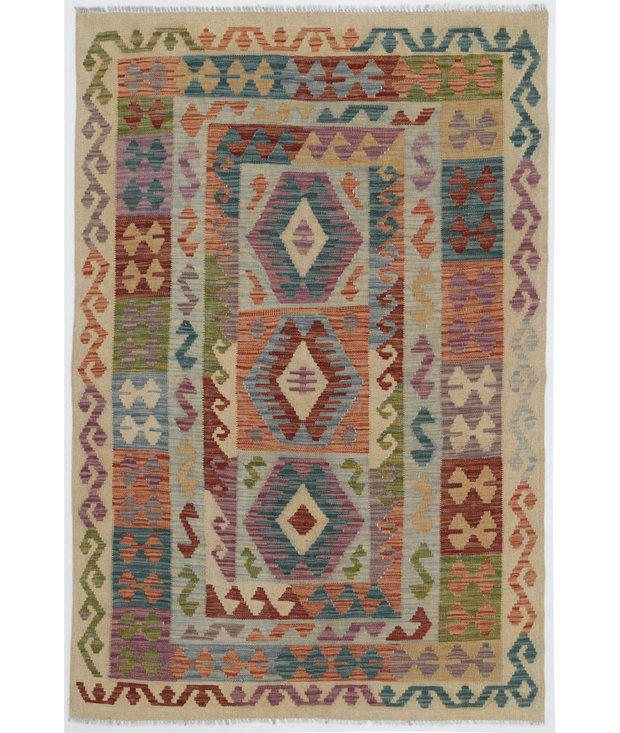 Hand Knotted Maimana Kilim Wool Kilim 3'  11" x 6'  0" - No. AT23969