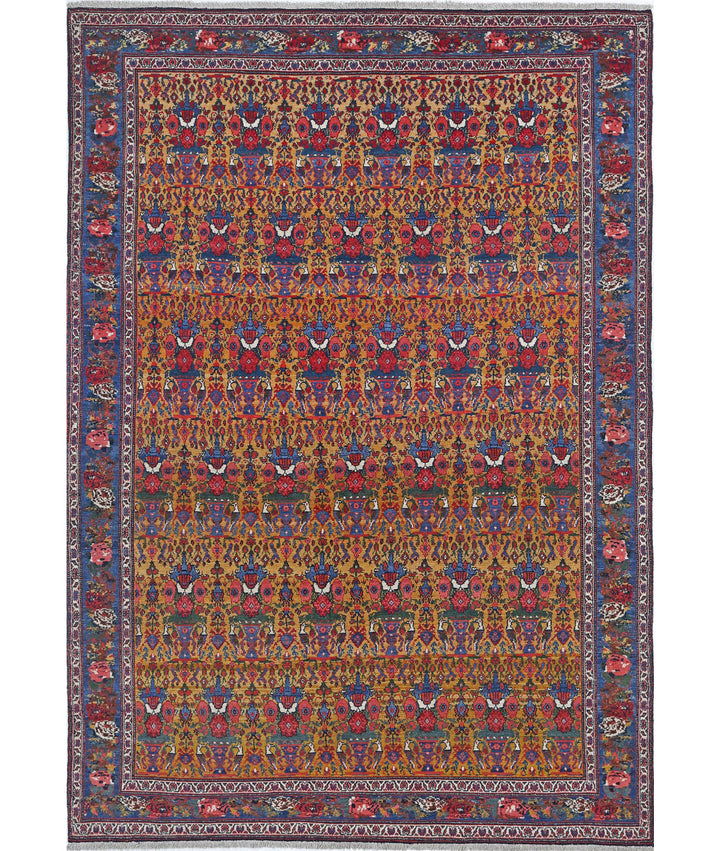 Hand Knotted Antique Oriental Malayer Wool Rug 5' 4" x 7' 10" - No. AT472362