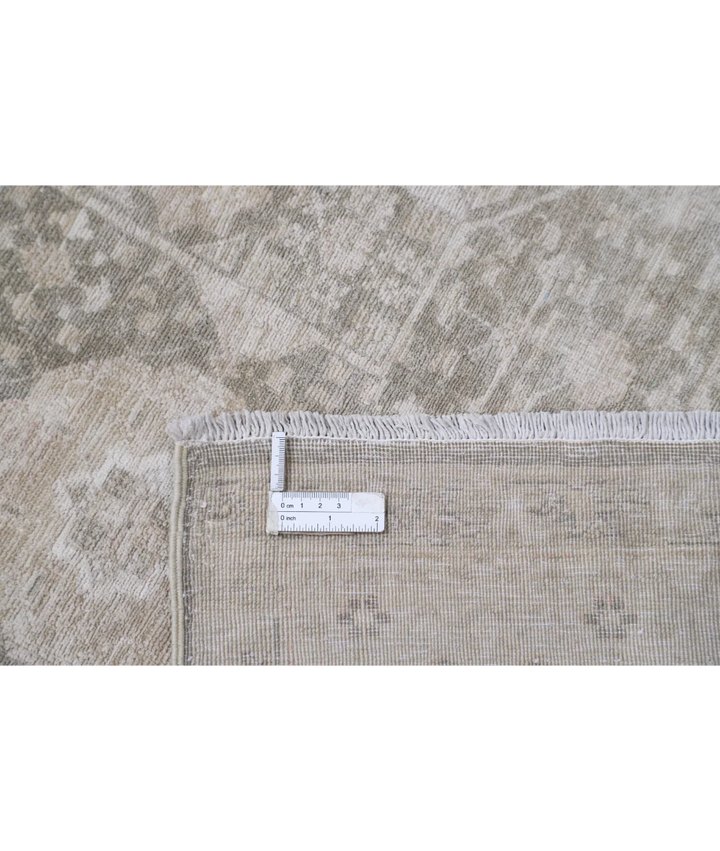 Green Afghan Mamluk Rug 6' 6" x 9' 6" Hand-Knotted texture