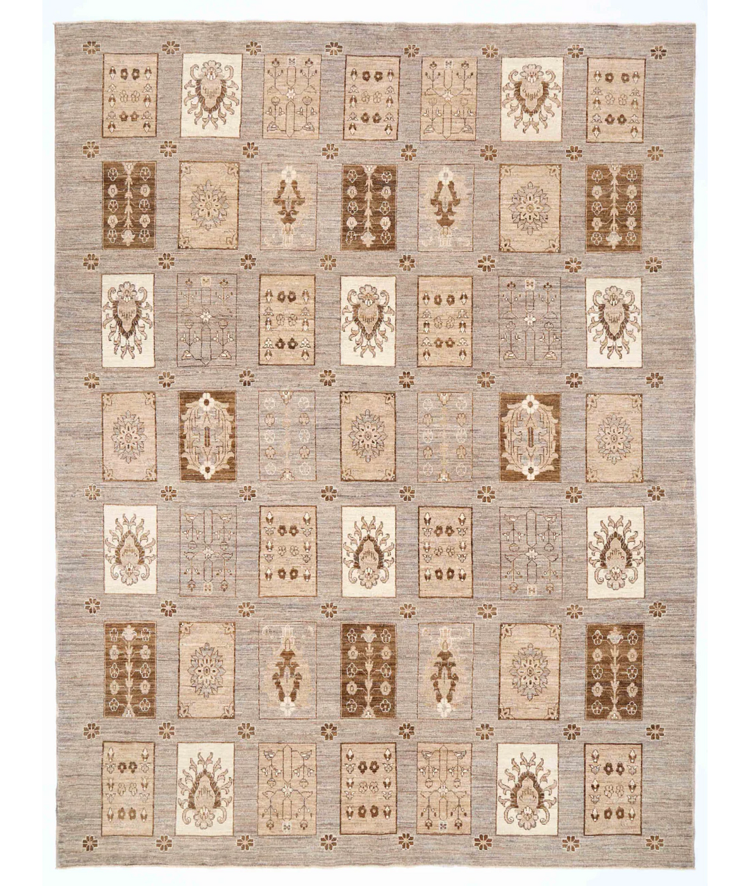Grey Pakistani Oriental Rug 8' 9" x 11' 9" Hand-Knotted