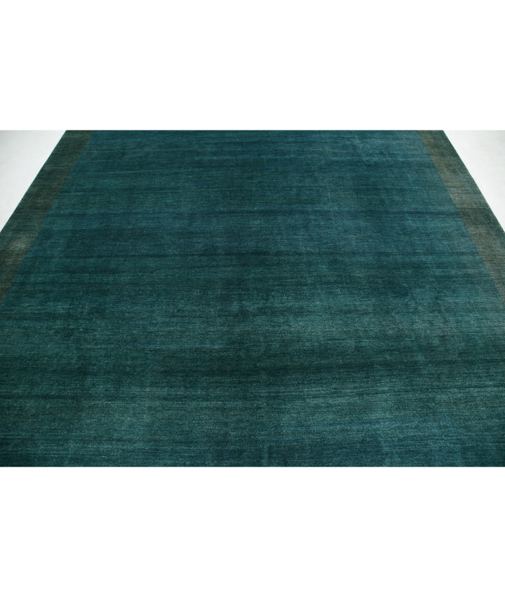 Green Afghan Oriental Rug 9' 0" x 11' 4" Hand-Knotted | No. AT38276