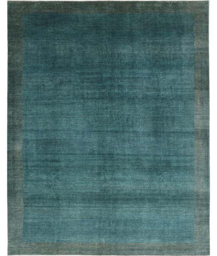 Green Afghan Oriental Rug 9' 0" x 11' 4" Hand-Knotted | No. AT38276