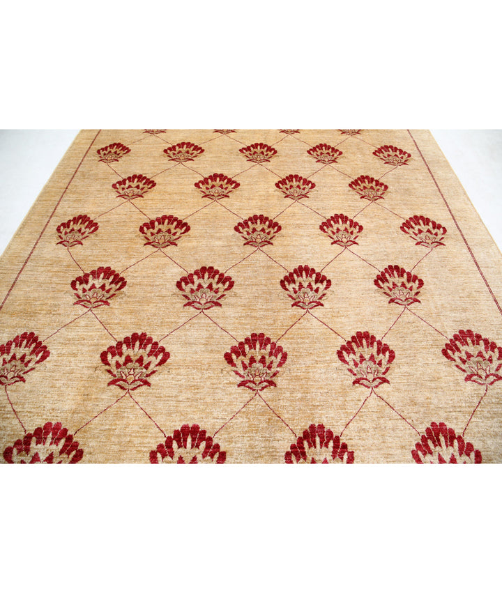 Beige Afghan Oriental Rug 8' 0" x 10' 9" Hand-Knotted | No. AT43885