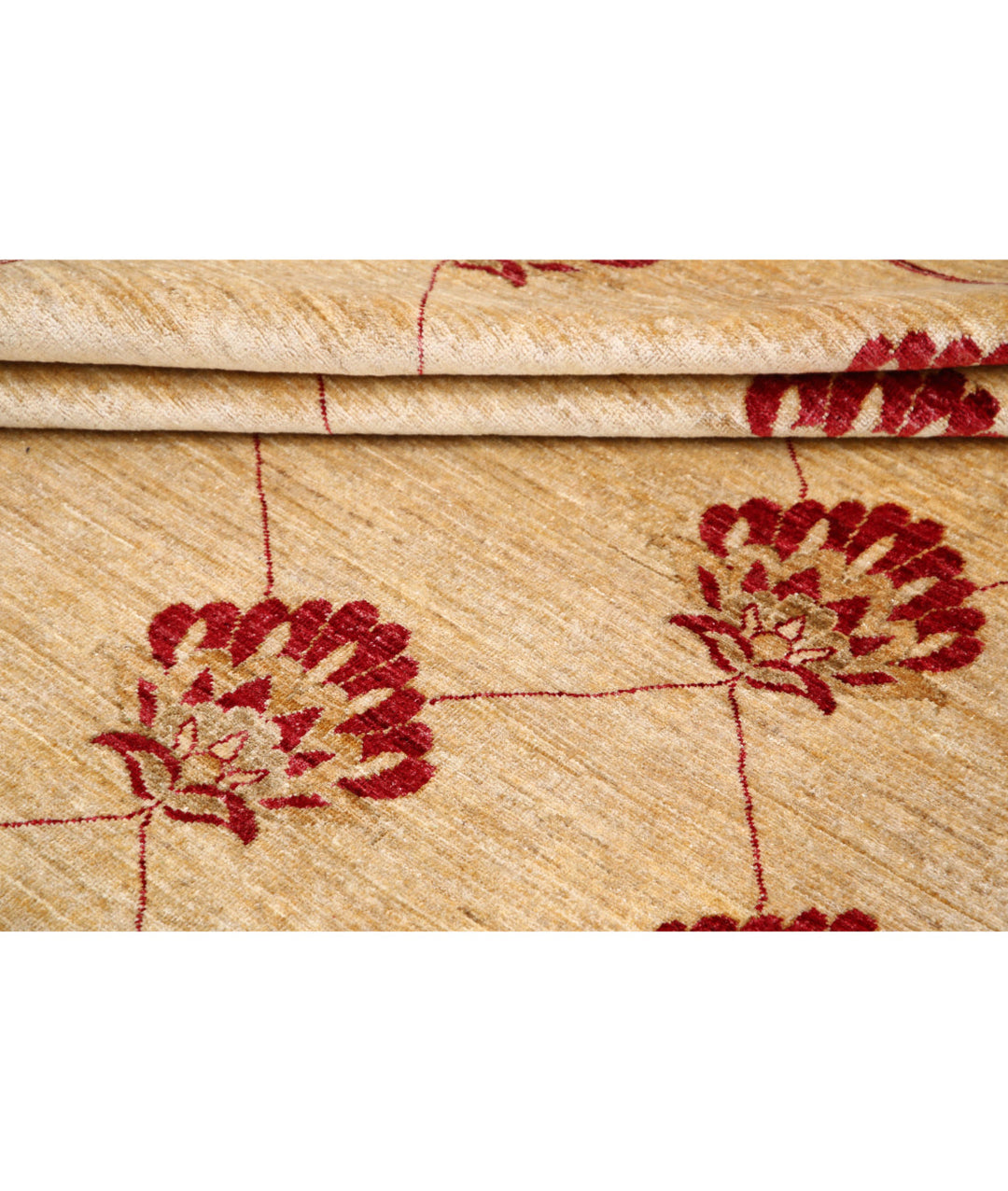 Beige Afghan Oriental Rug 8' 0" x 10' 9" Hand-Knotted | No. AT43885