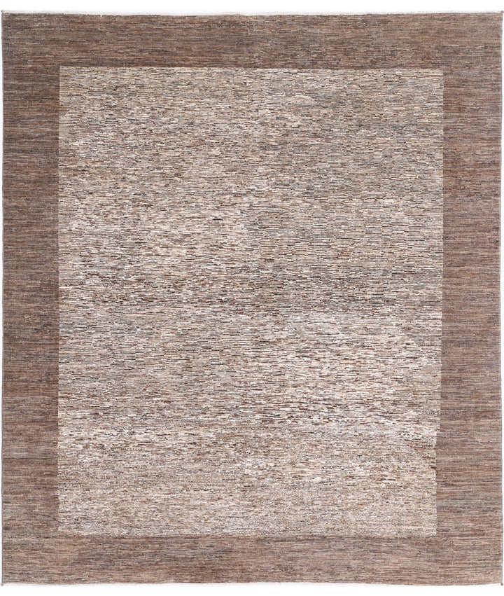 Beige Afghan Oriental Rug 7' 11" x 9' 2" Hand-Knotted | No. AT29604