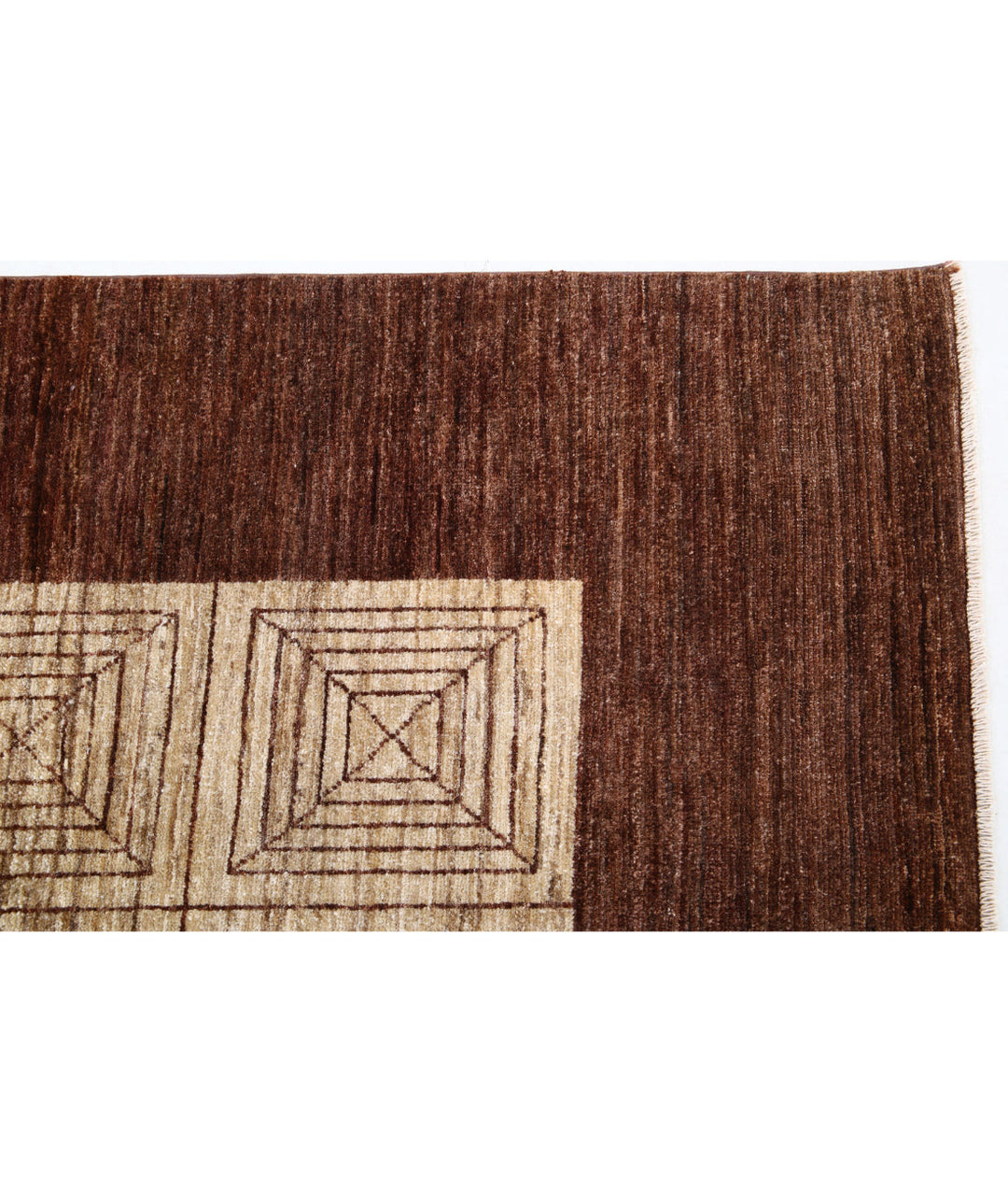 Beige Afghan Modcar Rug 8' 0" x 10' 2" Hand-Knotted | No. AT39792