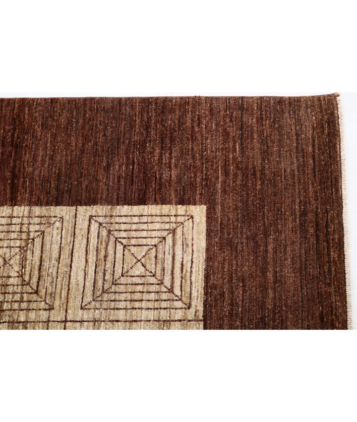 Beige Afghan Modcar Rug 8' 0" x 10' 2" Hand-Knotted | No. AT39792