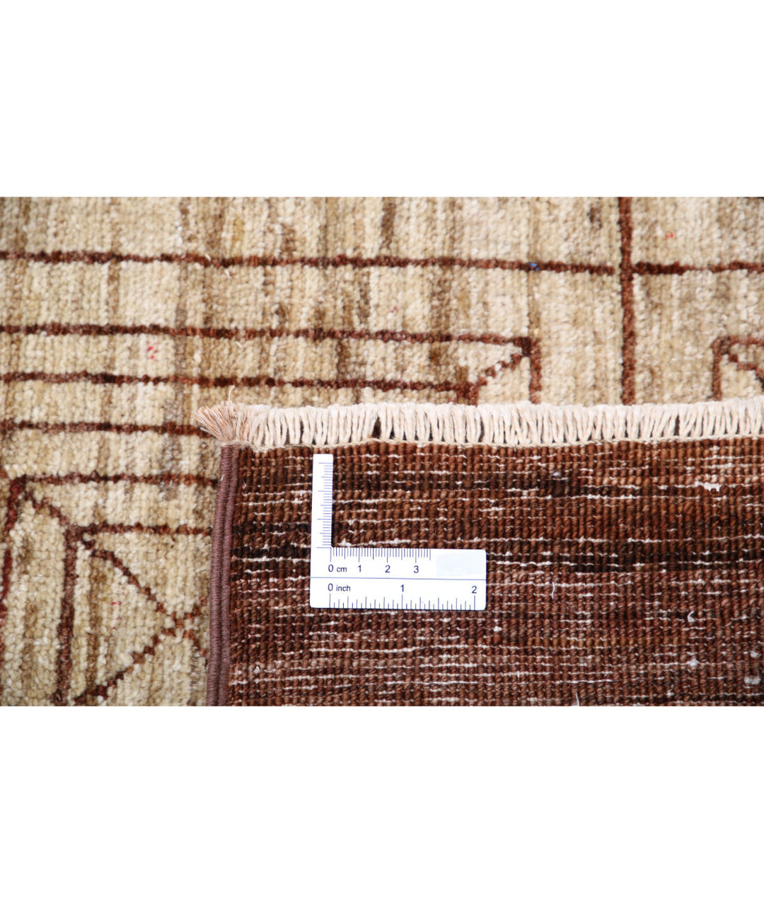 Beige Afghan Modcar Rug 8' 0" x 10' 2" Hand-Knotted | No. AT39792