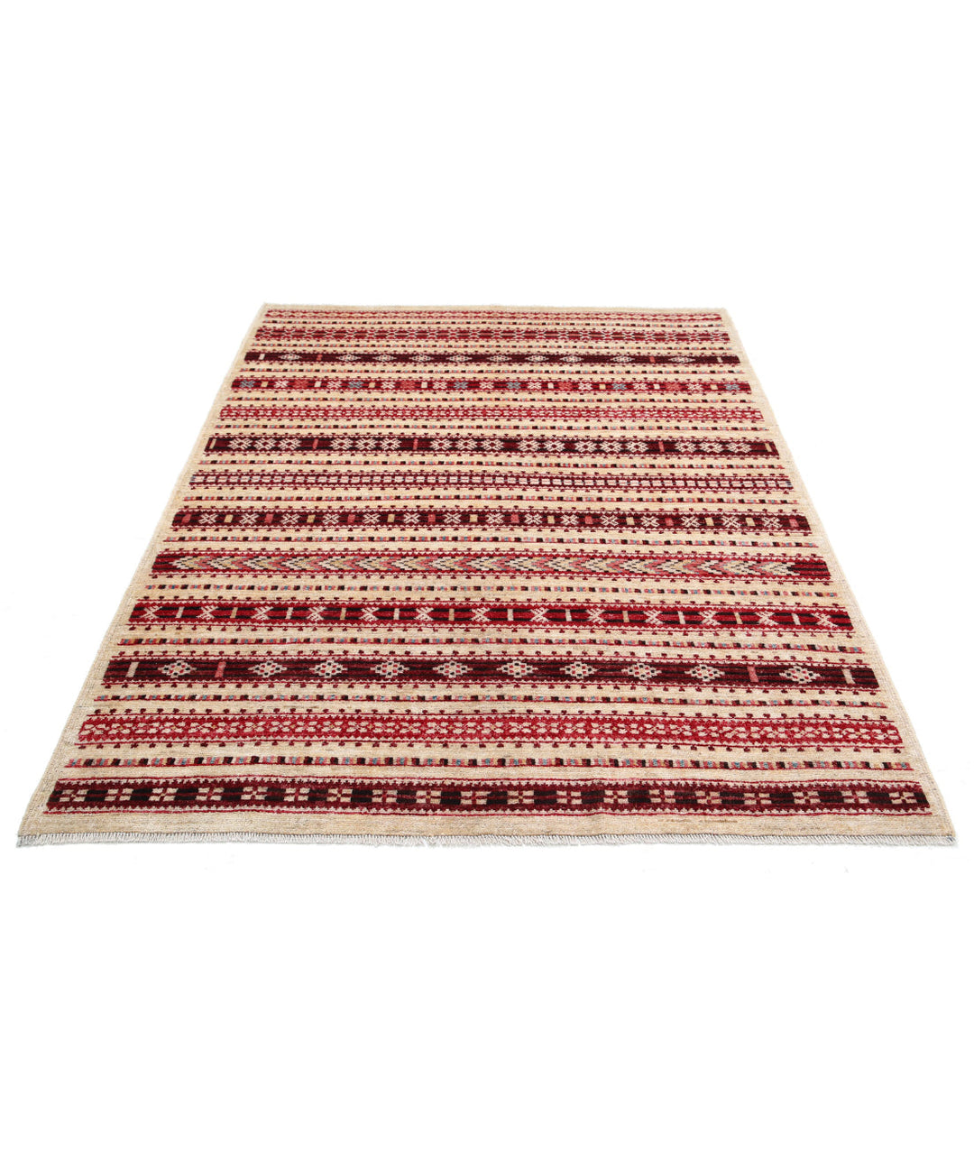 Afghan Modcar Rug 5' 0" x 6' 6" Hand-Knotted | No. AT63412